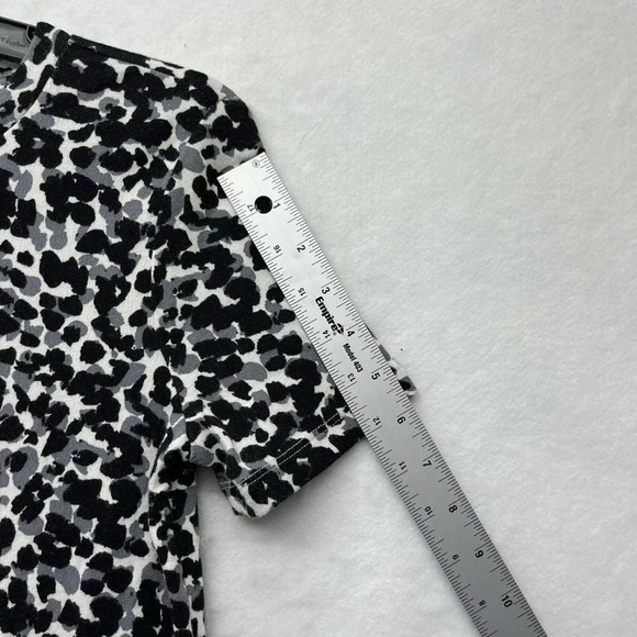 Ellen Tracy Shirt Dress Women's XS White Black Cheetah Print Round Neck Pullover - Picture 4 of 11